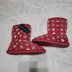 EMU AUSTRALIA K8591 Pink Starry Night Shurpa Lined Boots Girls 2 Silver Stars